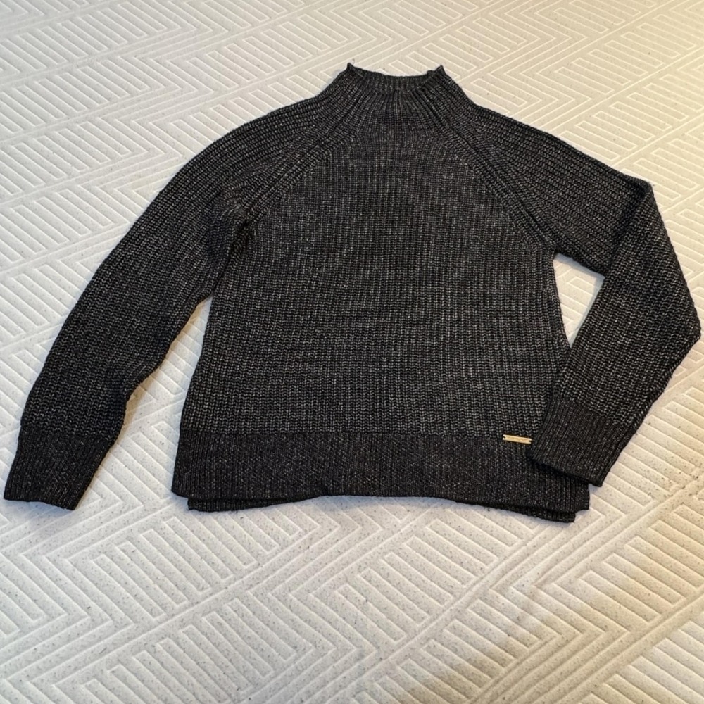 Michael Michael Kors Knit Black Sweater  Women's XS Mock Neck 1% Wool Classic